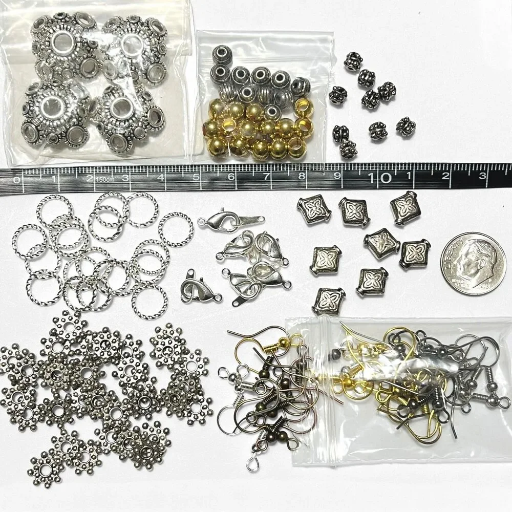 Lot Beads Jewelry Supplies Variety Glass Stone Shell MOP Metal Findings Charms